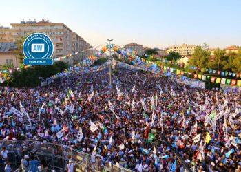 Amed carek din mazûvaniya mitîngeke dîrokî dike