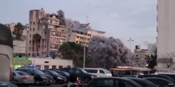 Li Beyrûdê di êrîşa Îsraîlê de avahiyek hilweşiya